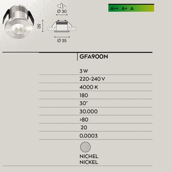 Faretto da incasso rotondo 3w 4000k nickel gea luce glam