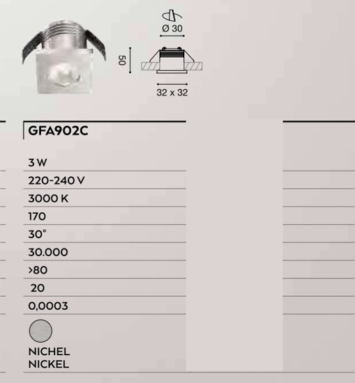 Faretto da incasso  controsofitto grigio 3w 3000k gea luce glam