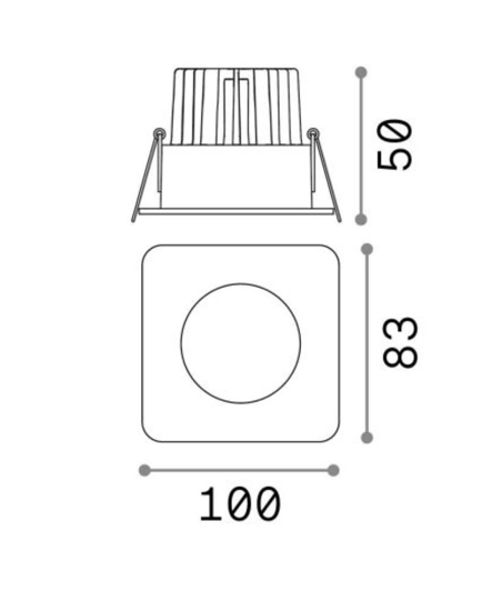 Room-65 fi square faretto led incasso quadrato 8w 3000k bianco 220-240v ideal lux