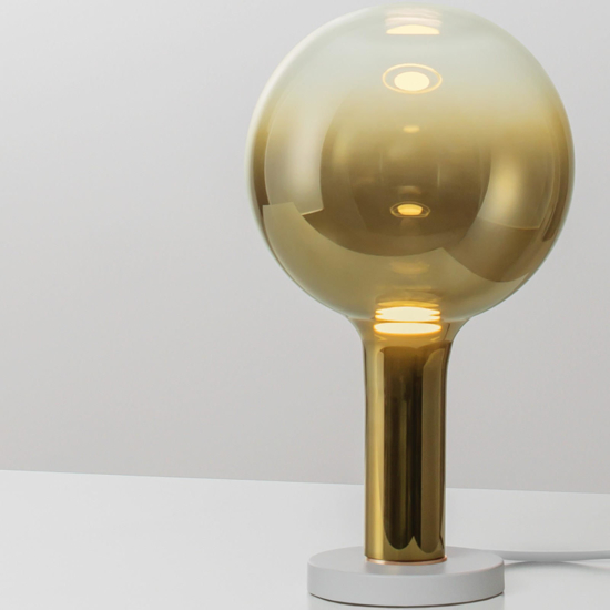 Lampada da tavolo led design moderna sfera vetro oro