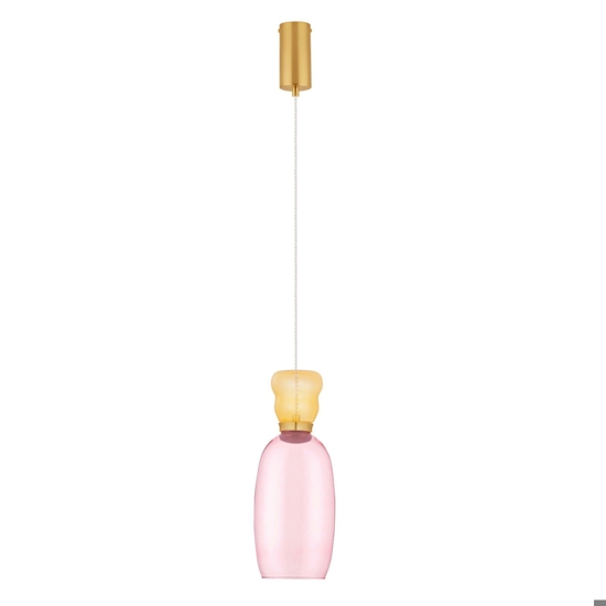 Lampada a sospensione vetro giallo rosa design moderna led 3000k