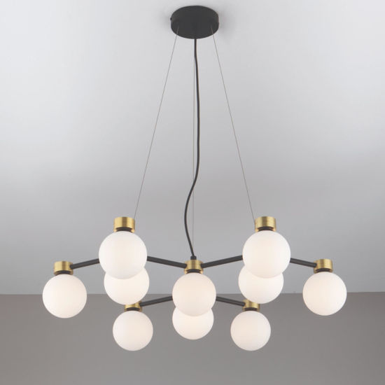 Lampadario per soggiorno design oro nero sfere di vetro