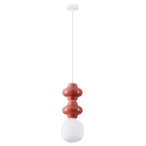 Lampada a sospensione di ceramica design moderna rosso pastello