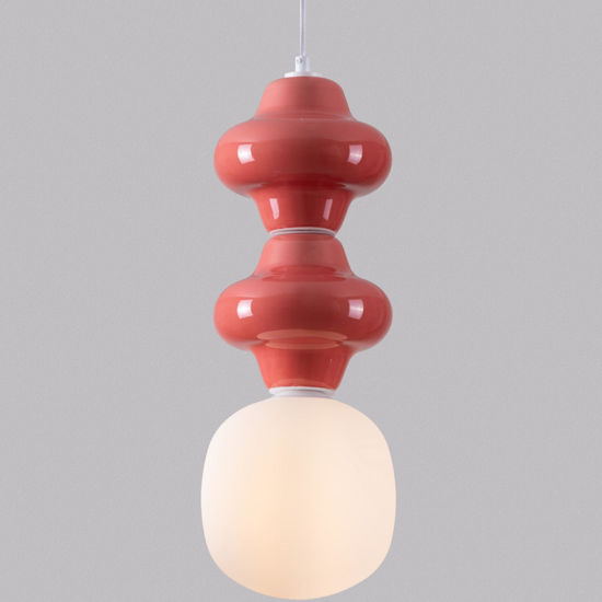 Lampada a sospensione di ceramica design moderna rosso pastello