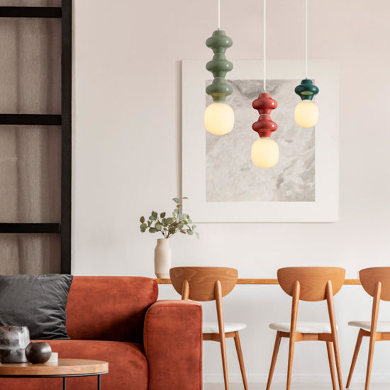 Lampada a sospensione di ceramica design moderna rosso pastello