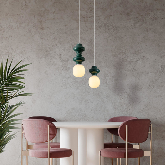 Lampadario a sospensione di ceramica verde design moderna