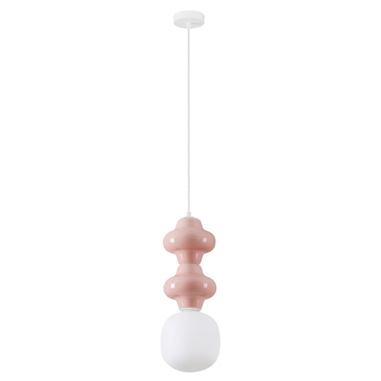 Lampada a sospensione di cermaica rosa pastello moderna