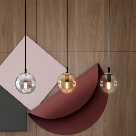 Lampadario a sospensione per cucina 3 luci sfere vetro multicolor