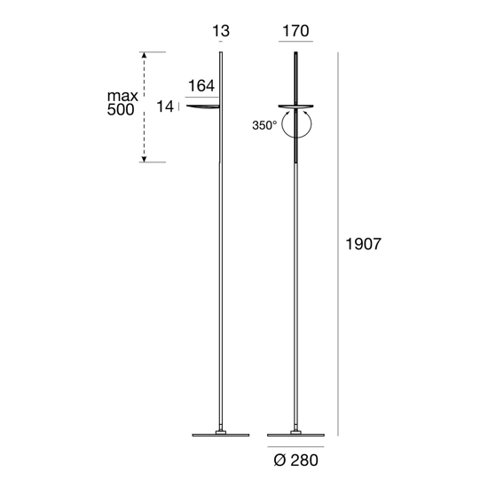 Kimia stilnovo piantana led 25w 3000k orientabile moderna bianca