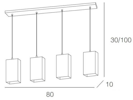 Lampadario a sospensione per cucina 4 luci