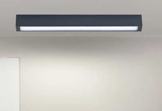 Plafoniera da soffitto led 11w 3000k nera 62cm rettangolare  per interni