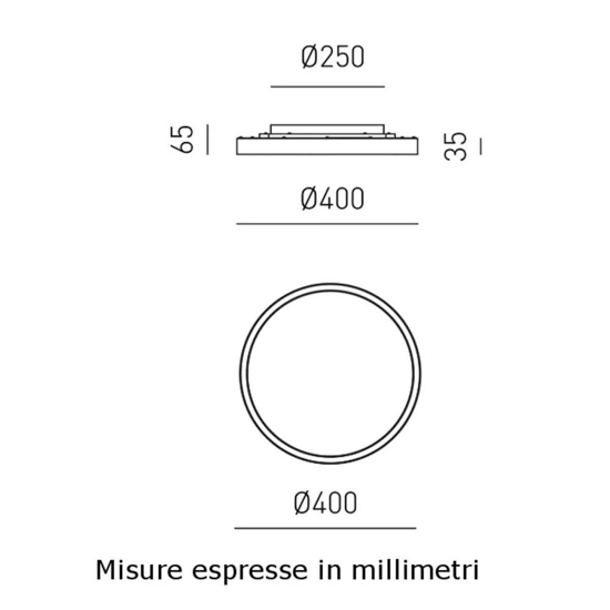 Plafoniera aela p-p nera gea luce moderna 36w 3000k 4000k