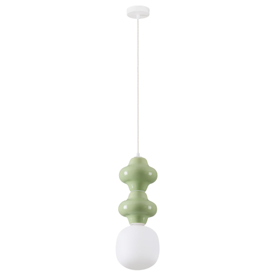 Lampada sospensione ceramica verde pastello design moderna