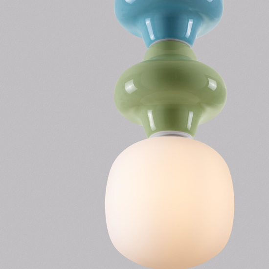 Lampada a sospensione di ceramica verde celeste pastello moderna