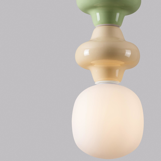 Lampada a sospensione moderna ceramica verde giallo pastello