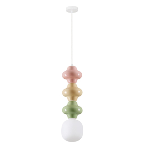 Lampadario di ceramica rosa giallo verde per cucina moderna