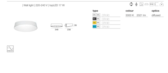 Oxygen stilnovo applique led 17w 3000k per corridoio bianco dimmerabile moderna