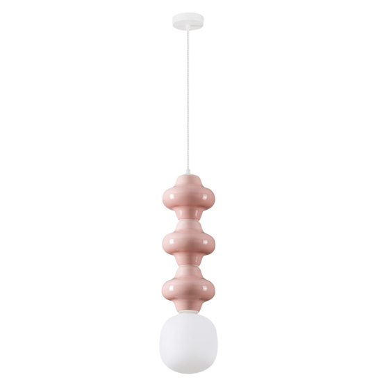 Lampadario sospensione di ceramica rosa pastello moderna