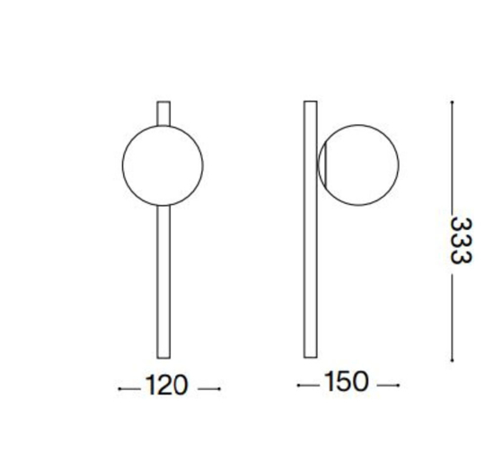 Ideal lux binomio ap1 applique elegante nera sfera vetro bianco