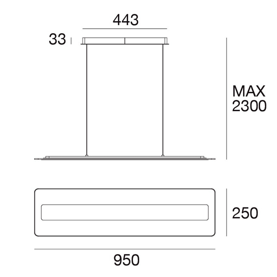 Lampadario sospeso antille cromo lucido linea light led 45w 3000k vetro trasparente