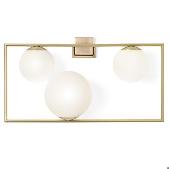 Applique lampada da parete oro 3 sfere vetro bianco miloox buble