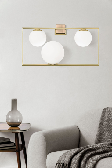 Applique lampada da parete oro 3 sfere vetro bianco miloox buble