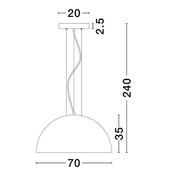 Lampadario cupola 70cm nero per cucina tavolo sala da pranzo