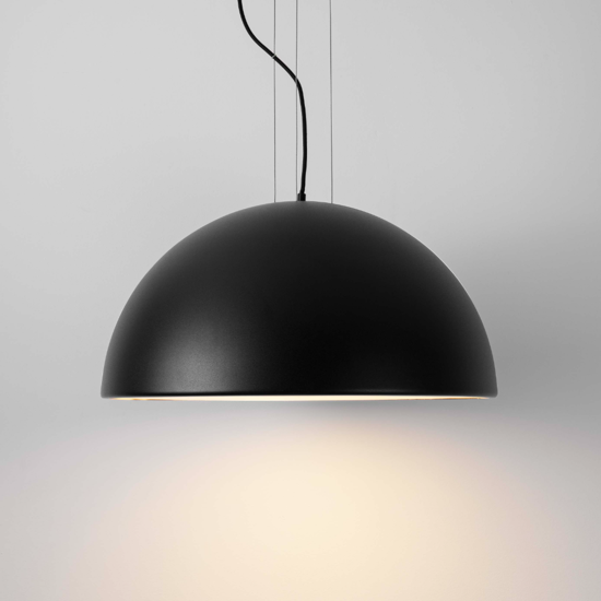 Lampadario 60cm per tavolo da cucina cupola metallo nero