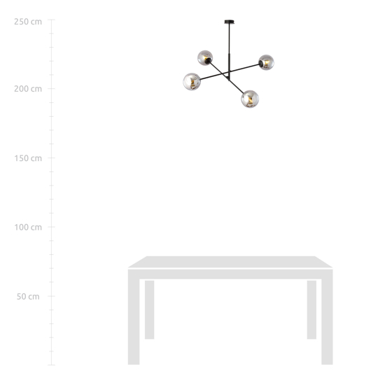 Lampadario sospeso nero per soggiorno moderno sfere di vetro