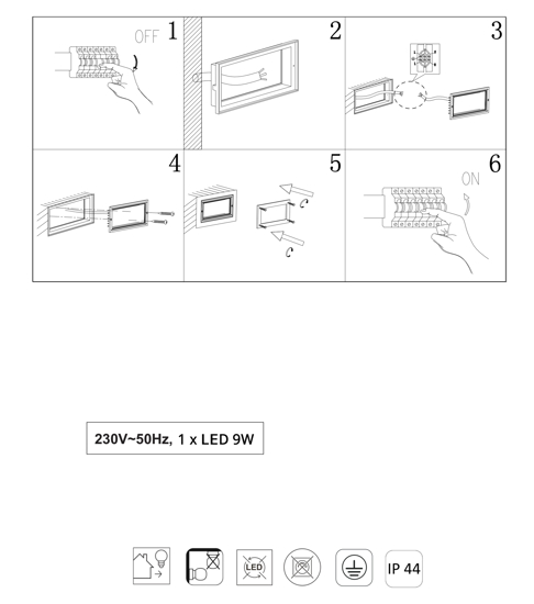 Segnapasso luce da esterno bianco led 9w 3000k ip44 fp