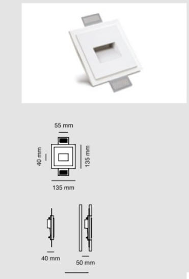 Segnapasso led 1.1w 4000k da incasso filo muro parete in gesso cristaly