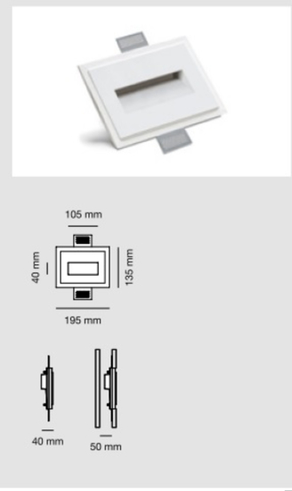 Segnapasso a scomparsa per interni led 2,2w 3000k da incasso cristaly gesso