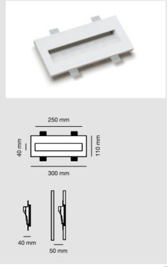 Segnapasso led cristaly gesso 5,5w 4000k da incasso a scomparsa pitturabile