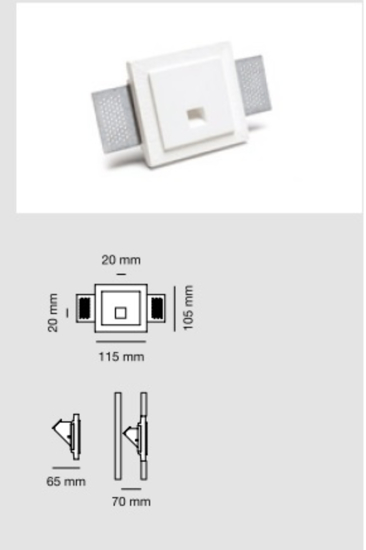 Segnapasso led 2w 3000k di gesso cristaly bianco da incasso per interni