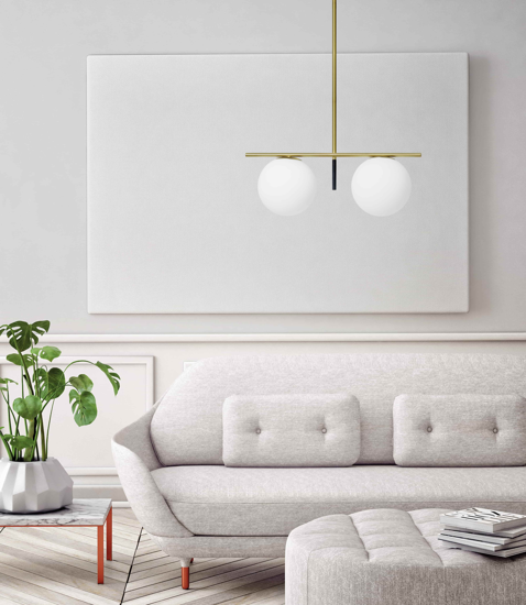 Lampadario jugen miloox oro ottone sfere vetro