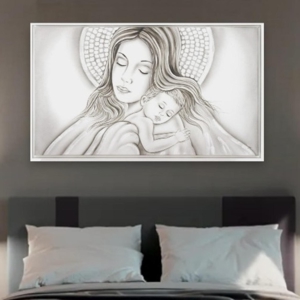 Quadro per camera da letto capezzale nascita moderna 114x70 cornice bianca