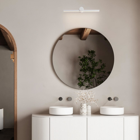 Applique bianco design squadrato per specchio da bagno