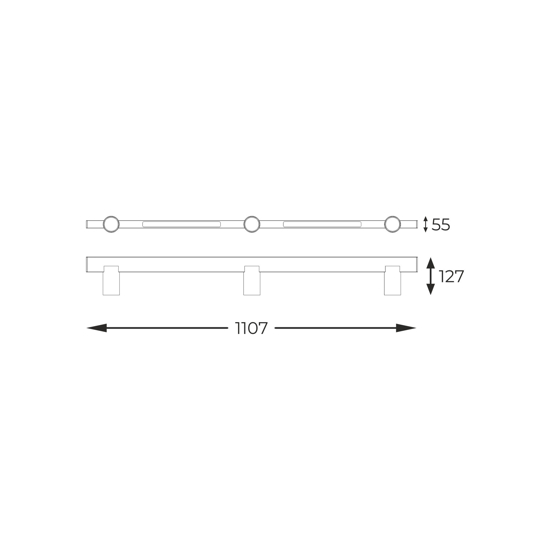 Plafoniera led 8w 3000k e 3 faretti orientabili gu10 nera