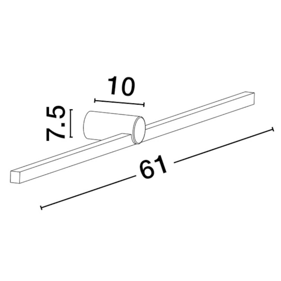 Applique nero squadrato per specchio da bagno 12w 3000k