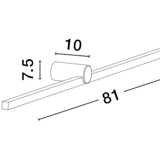 Applique nero 81cm per specchio da bagno squadrato 3000k