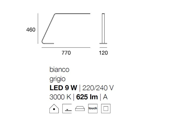 Lama stilnovo lampada da scrivania bianca led 9w 3000k dimmerabile touch