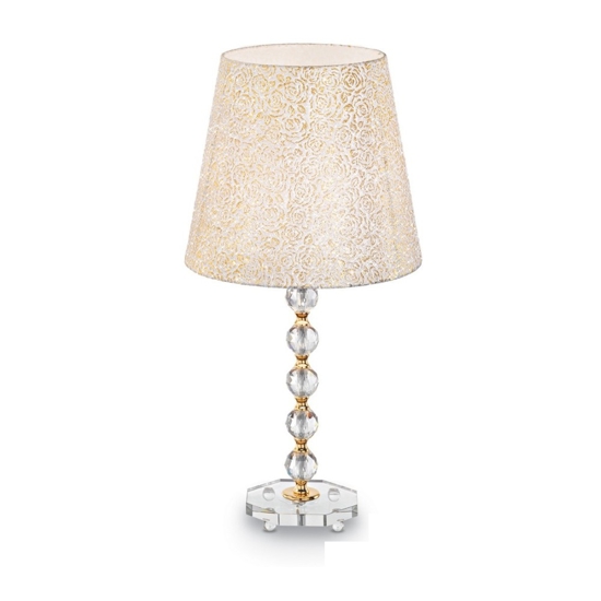 Queen tl1 big abat-jour classica per camera da letto paralume tessuto glitter oro ideal lux