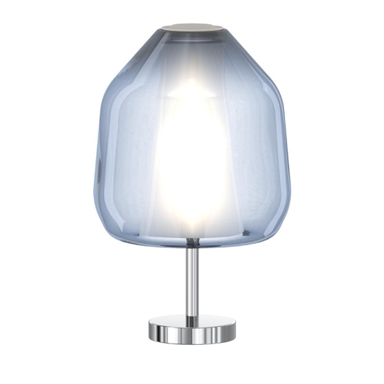 Lampada da comodino vetro blu cromo moderna toplight