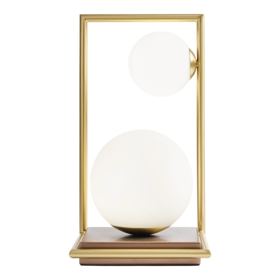 Lampada da tavolo miloox buble design moderno 2 sfere vetro bianco