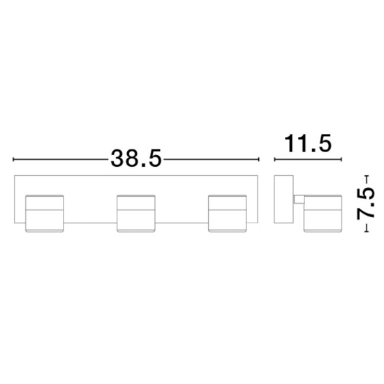 Applique da bagno per specchio 3 luci orientabili nero