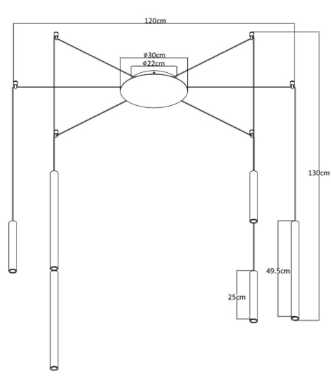 Lampadario moderno per tavolo soggiorno nero 6 luci led dimmerabile