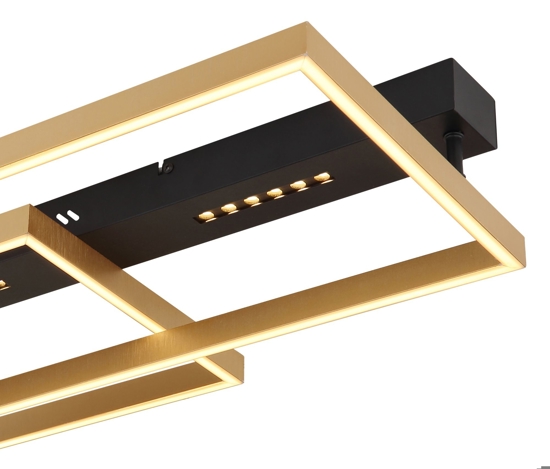 Plafoniera moderna nero oro rettangolare led 54w 3000k