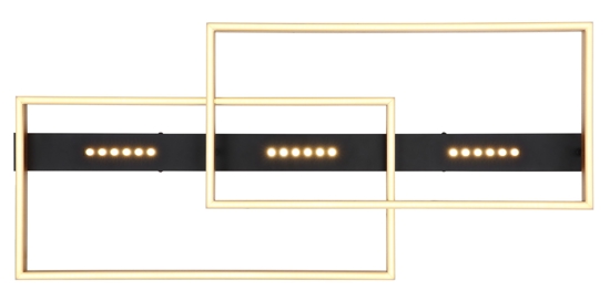 Plafoniera moderna nero oro rettangolare led 54w 3000k