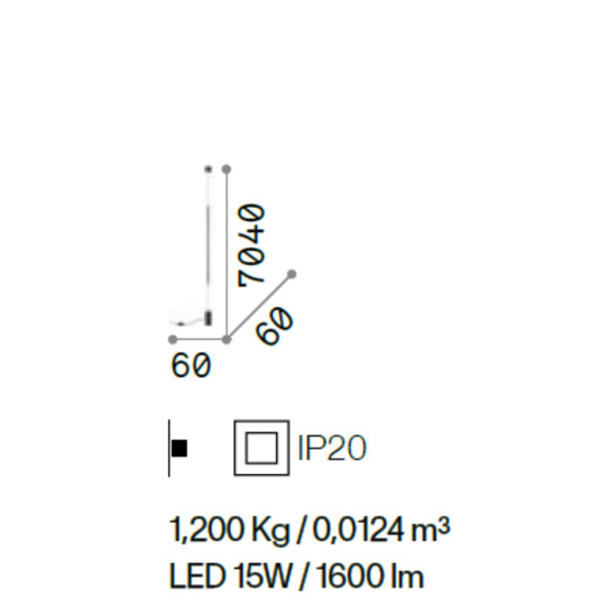 Ideal lux filo pt piantana sospesa dal soffitto led 15w 3000k oro ottone