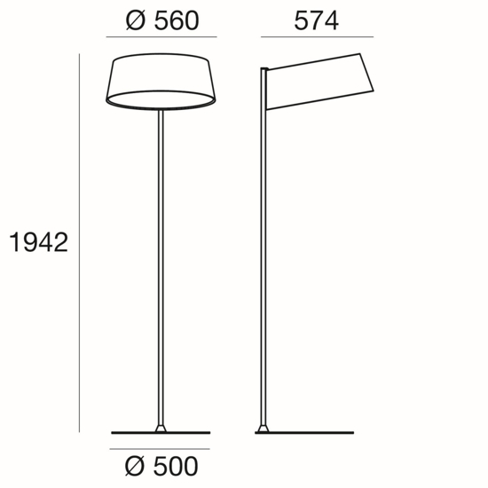 Lampada da terra bianca design moderno led 36w 3000k piantana oxygen stilnovo